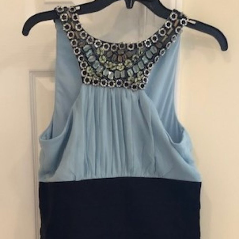 NEW MBN blue/black beaded cocktail dress